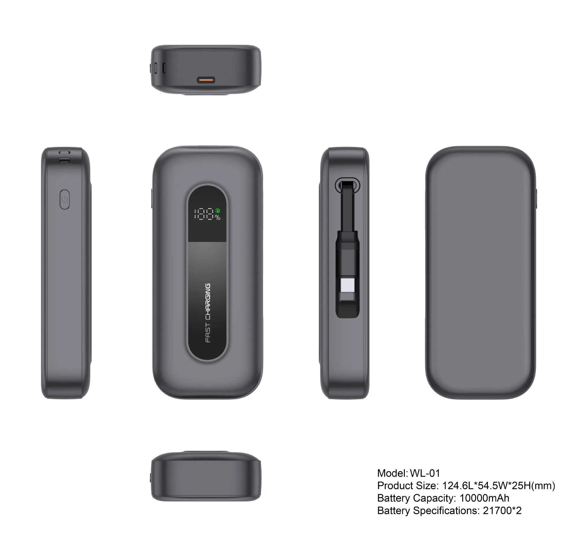 10000mAh 22.5W Retractable Cable Power Bank TU-WL01 thumbnail 17