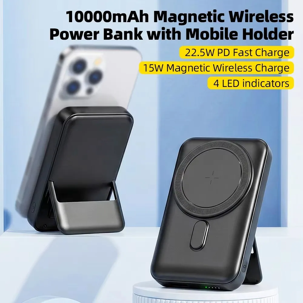 10000mAh Magnetic Wireless Power Bank with Phone Stand TU-W101-01 thumbnail 7