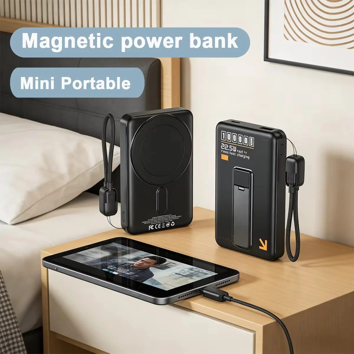 10000mAh Magnetic Wireless Power Bank with USB-C Cable TU-21A thumbnail 5