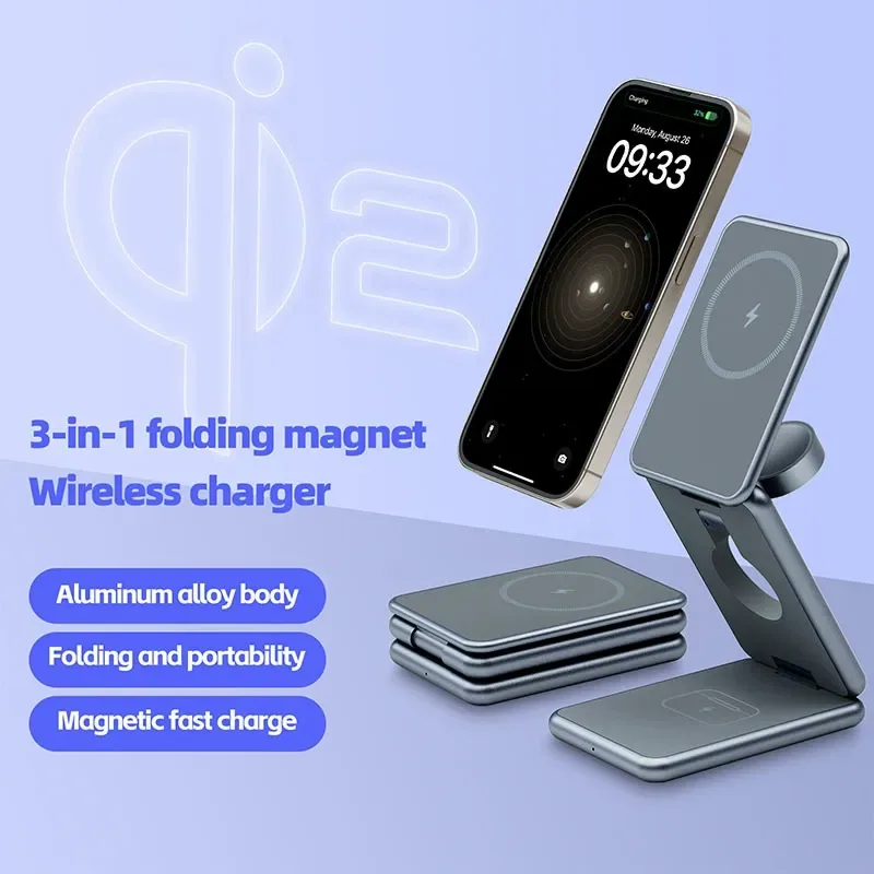 15W 3-in-1 Foldable Magnetic Wireless Charger TU-AK09 thumbnail 2